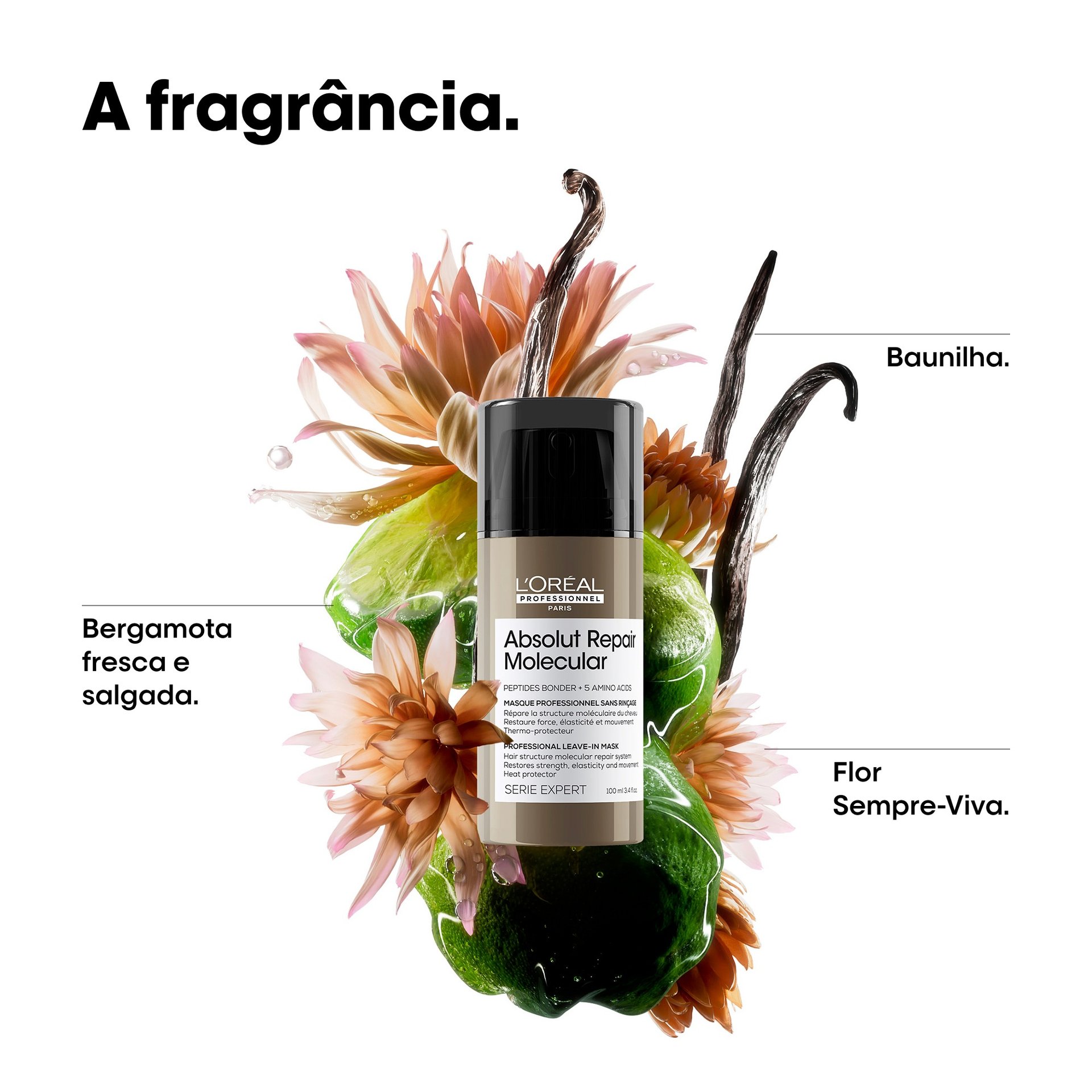 Leave-in Absolut Repair Molecular com flor de baunilha, bergamota e sempre-viva