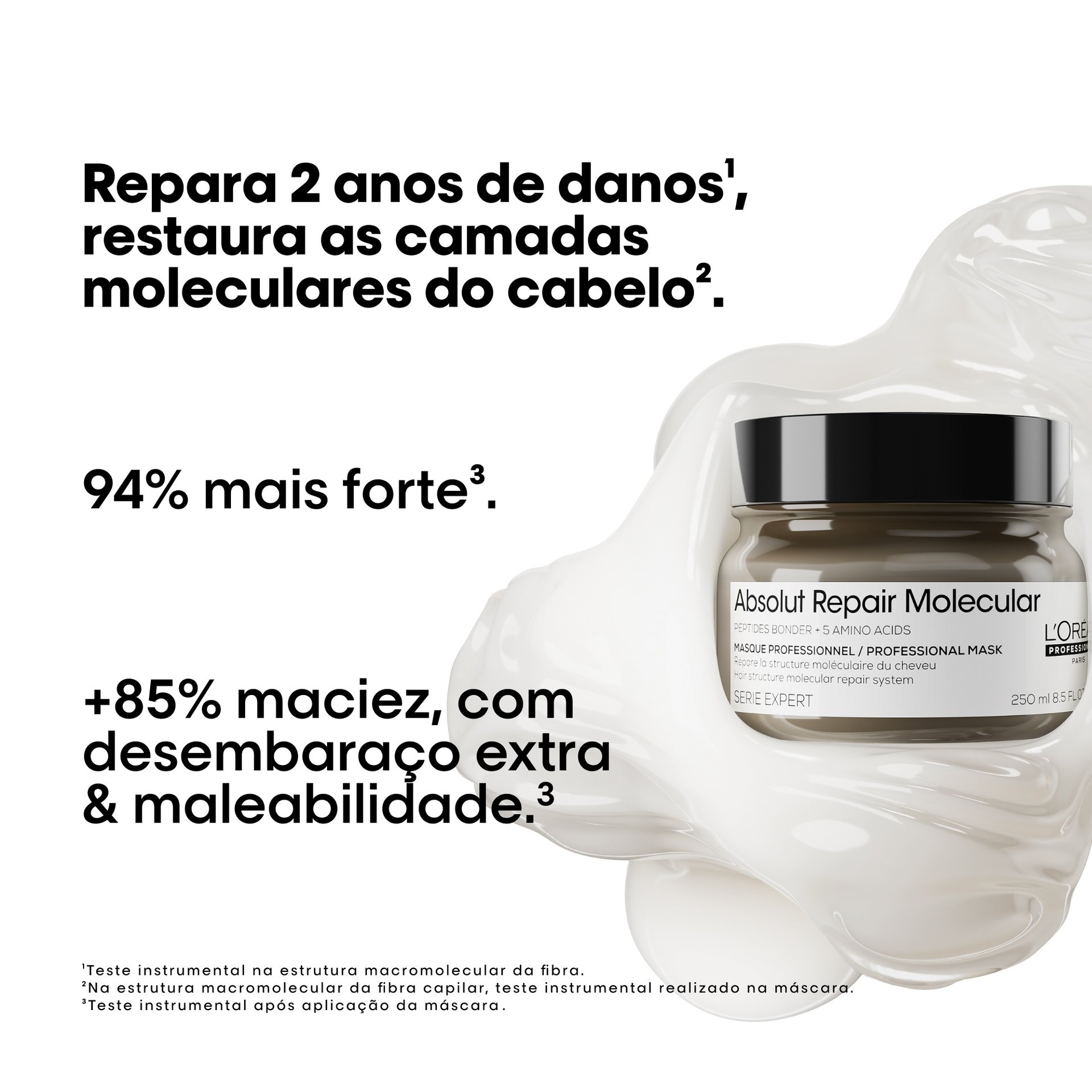 Máscara Absolut Repair Molecular que fortalece os cabelos