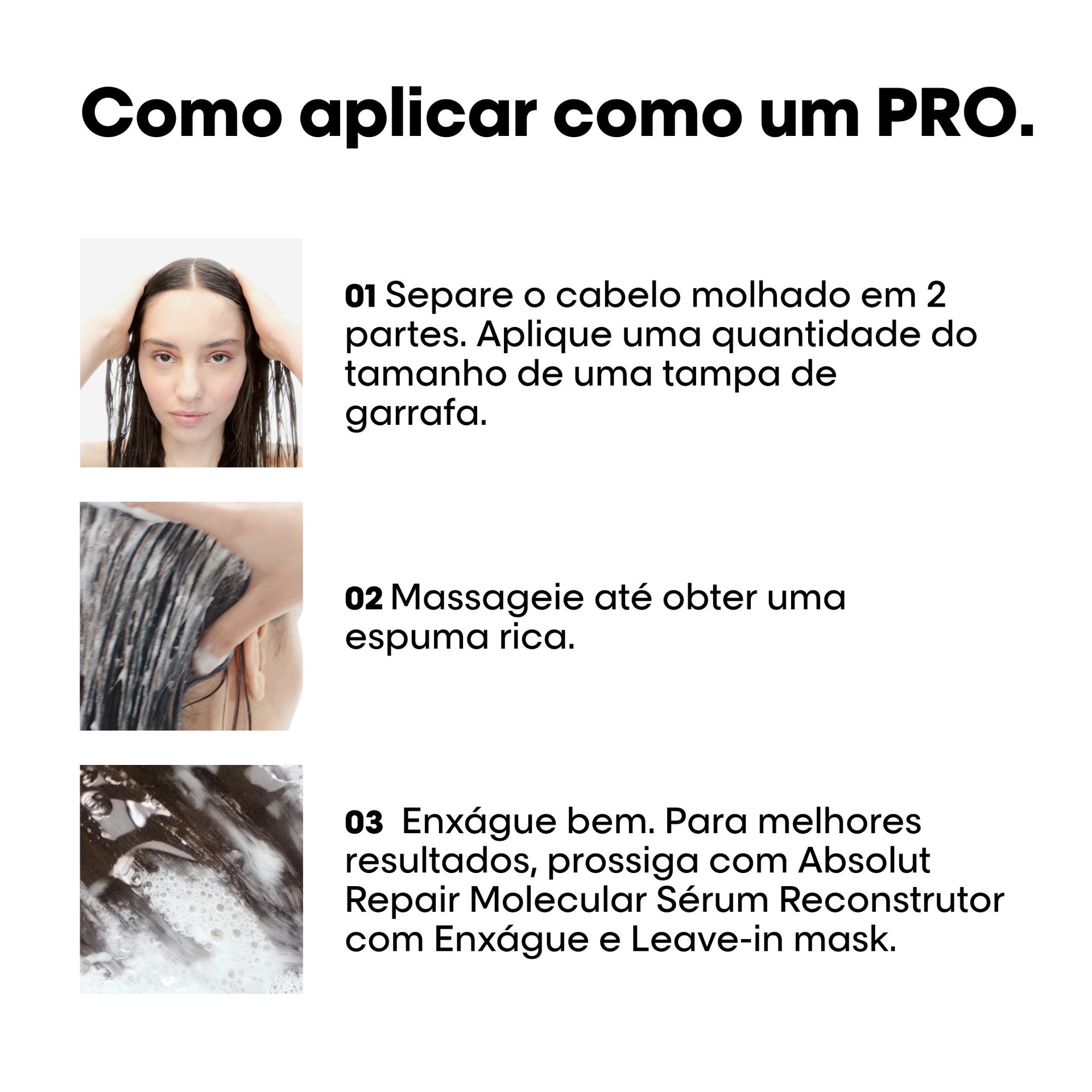 Como usar o shampoo Absolut Repair Molecular L’Oréal Professionnel