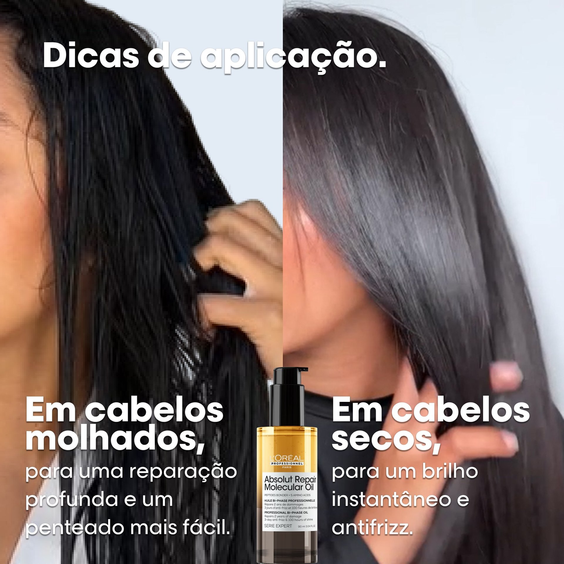 Saiba como usar o óleo bifásico capilar Absolut Repair Molecular