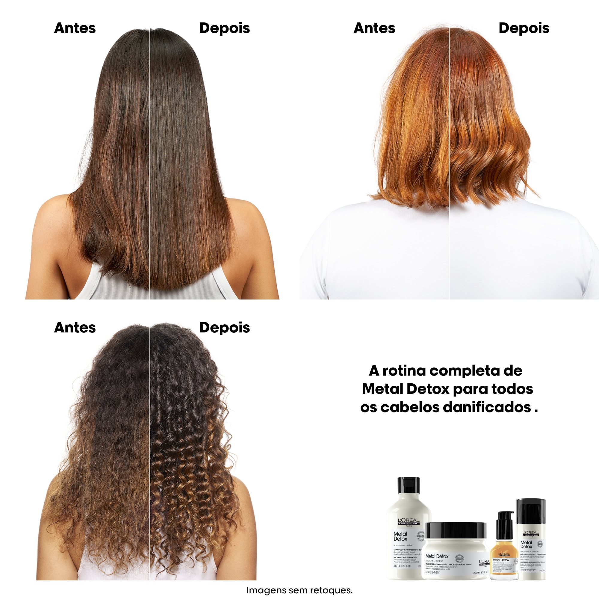 Antes e depois do pré-tratamento Metal Detox