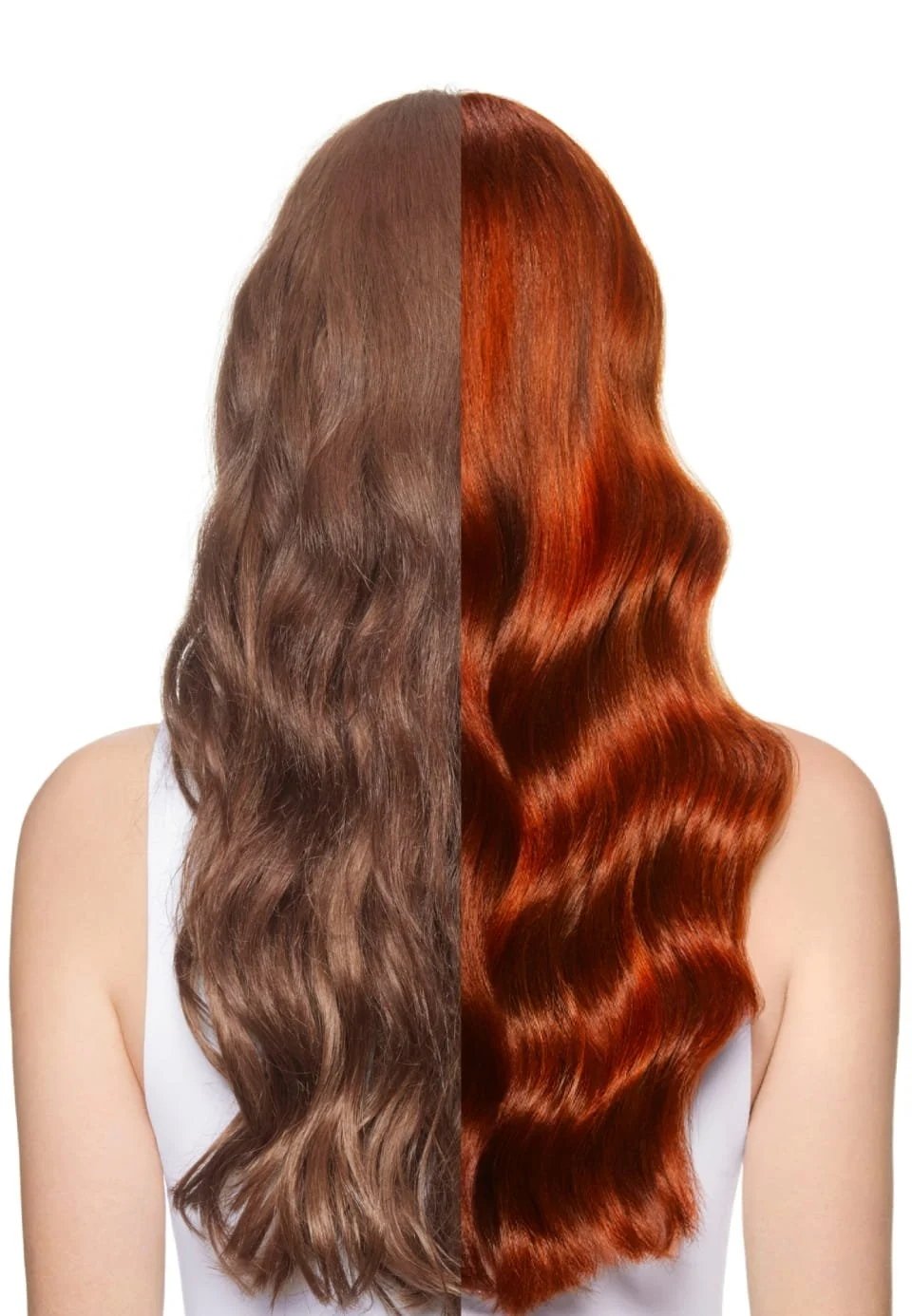Antes e depois, cabelo acobreado.