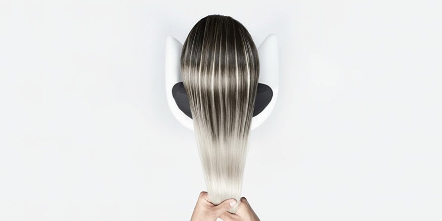 Hair mask for damaged hair applied on brunette ombré locks to restore deep shine and health with a professional repair effect&nbsp;
